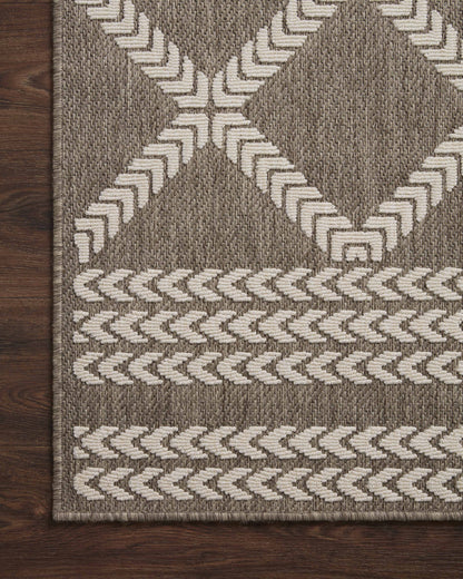 Rainier RAI-05 Natural and ivory modern indoor outdoor area rug, calming colors, weather-resistant polypropylene.