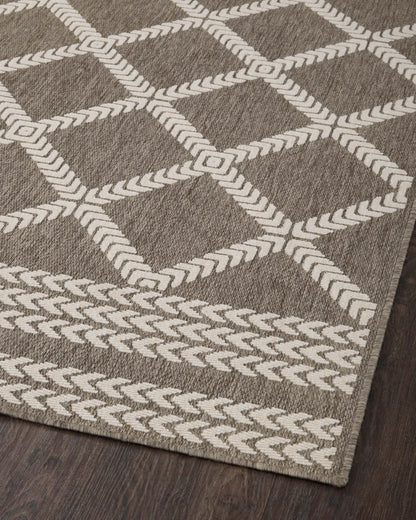  Rainier RAI-05 Natural and ivory modern indoor outdoor area rug, calming colors, weather-resistant polypropylene.