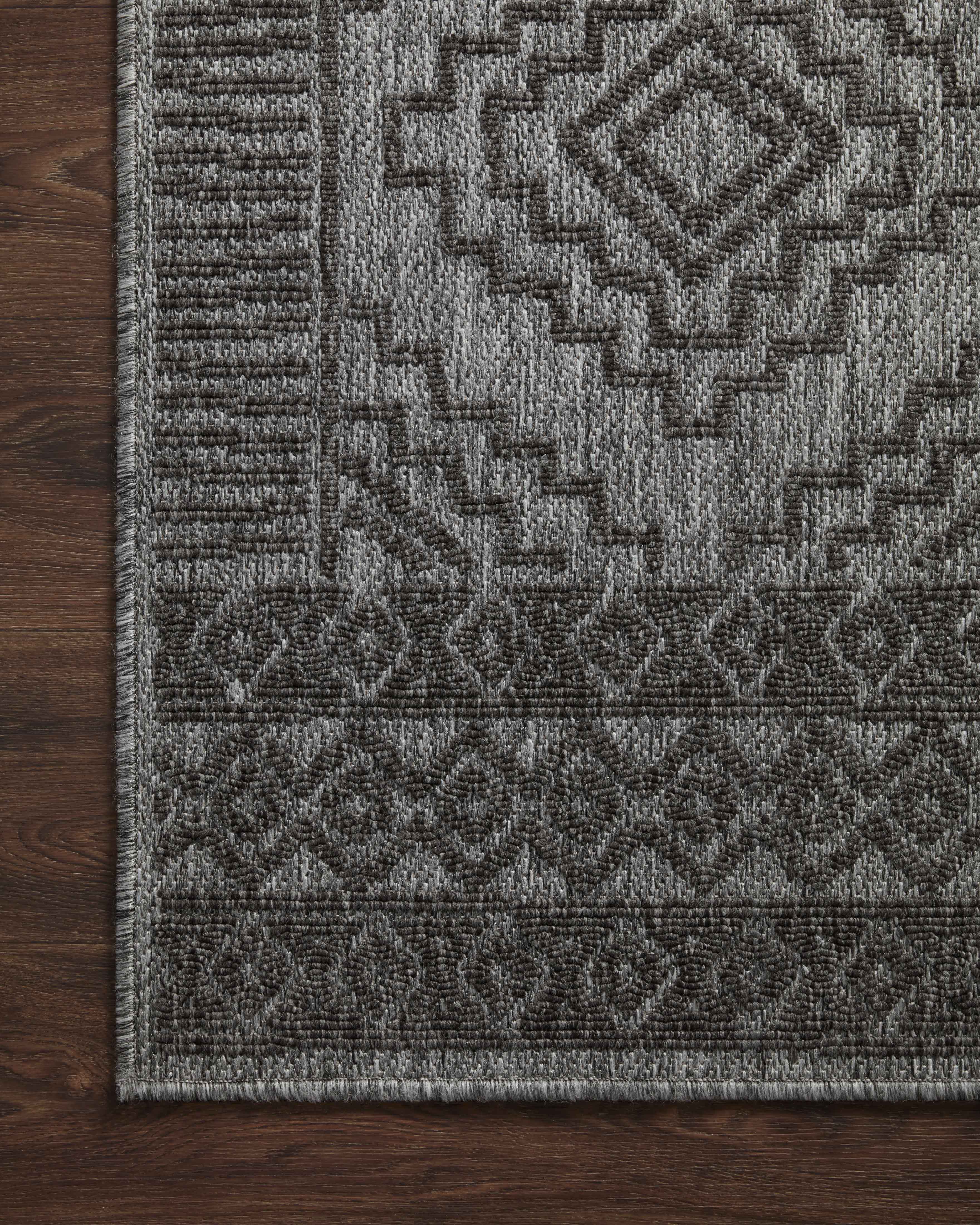 Rainier RAI-06 Grey and charcoal contemporary area rug, power-loomed polypropylene, weather-resistant for indoor outdoor