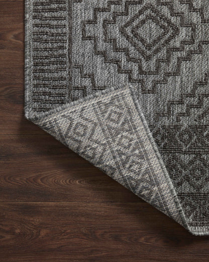  Rainier RAI-06 Grey and charcoal contemporary area rug, power-loomed polypropylene, weather-resistant for indoor outdoor