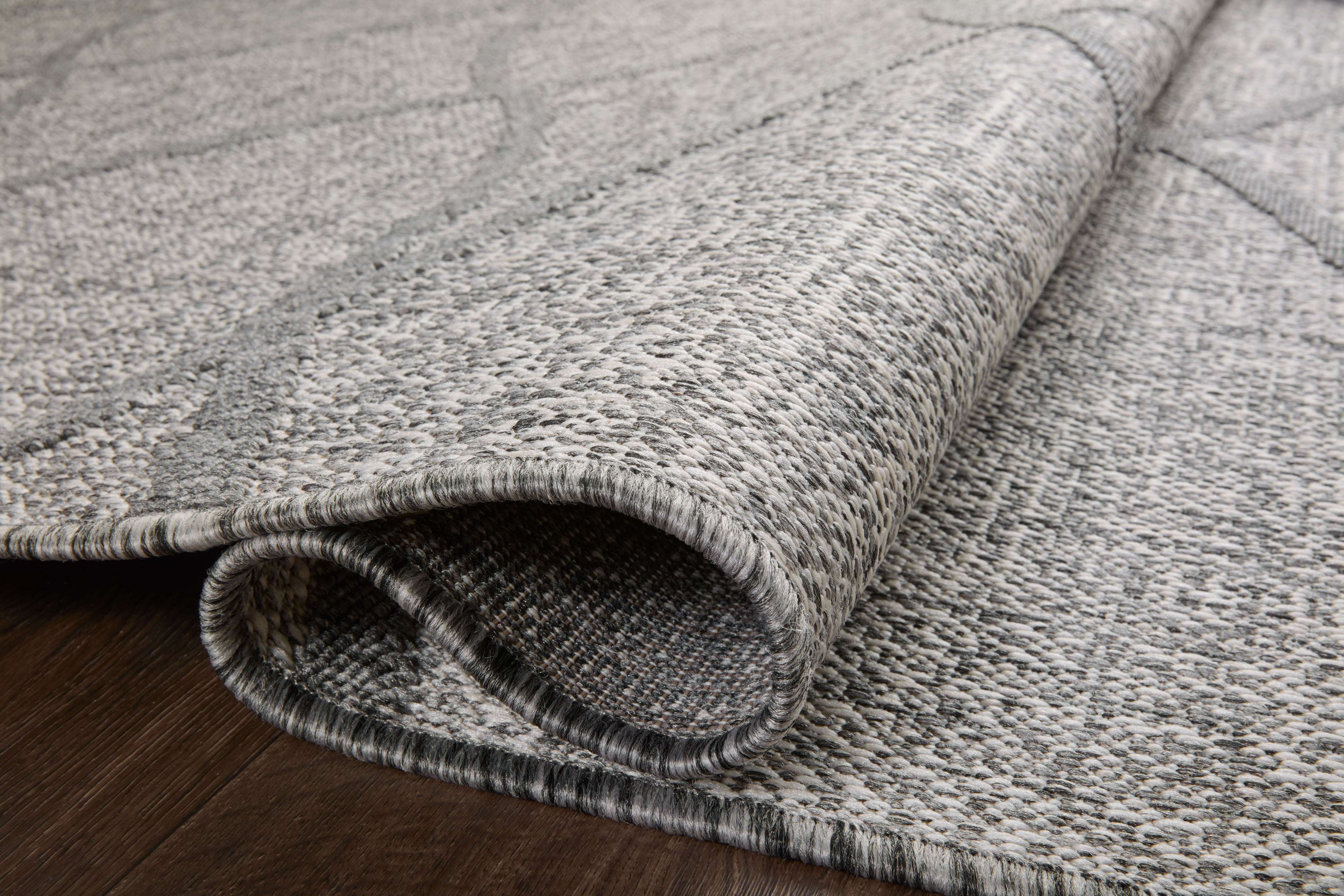  Rainier RAI-07 Dove and grey modern indoor outdoor area rug, soft neutral hues, durable polypropylene.