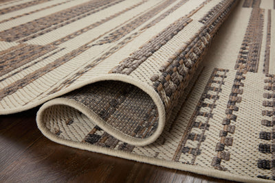  Rainier RAI-08 Ivory and taupe elegant indoor outdoor area rug, contemporary pattern, soft and strong polypropylene