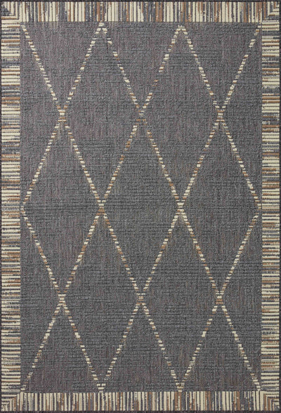  Rainier RAI-09 Slate and multi-color vibrant indoor outdoor area rug, contemporary pattern, weather-resistant polypropylene.