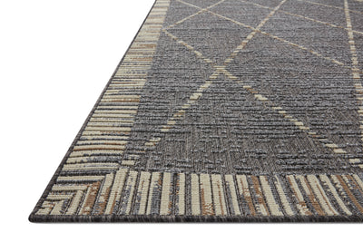  Rainier RAI-09 Slate and multi-color vibrant indoor outdoor area rug, contemporary pattern, weather-resistant polypropylene.
