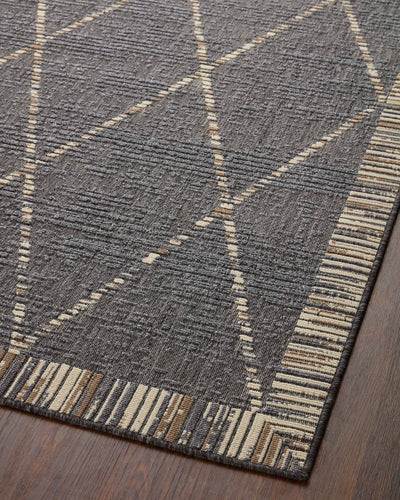  Rainier RAI-09 Slate and multi-color vibrant indoor outdoor area rug, contemporary pattern, weather-resistant polypropylene.