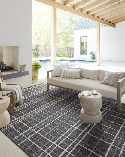  Rainier RAI-11 Charcoal and multi-color contemporary indoor outdoor area rug, resilient polypropylene, bold design