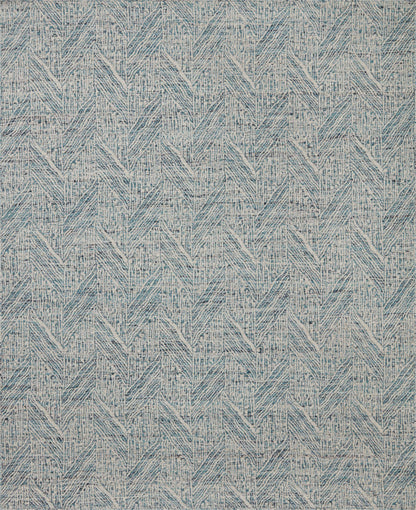Raven RAV-01 Blue / Ivory Area Rug – Handwoven blue and ivory rug with layered geometric patterns, crafted from wool and cotton in India. GoodWeave certified for ethical production.