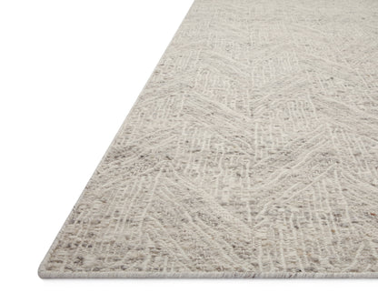 Raven RAV-01 Silver / Ivory Area Rug – Silver and ivory rug featuring layered geometric motifs, handwoven in India from wool and cotton. GoodWeave certified for ethical craftsmanship.