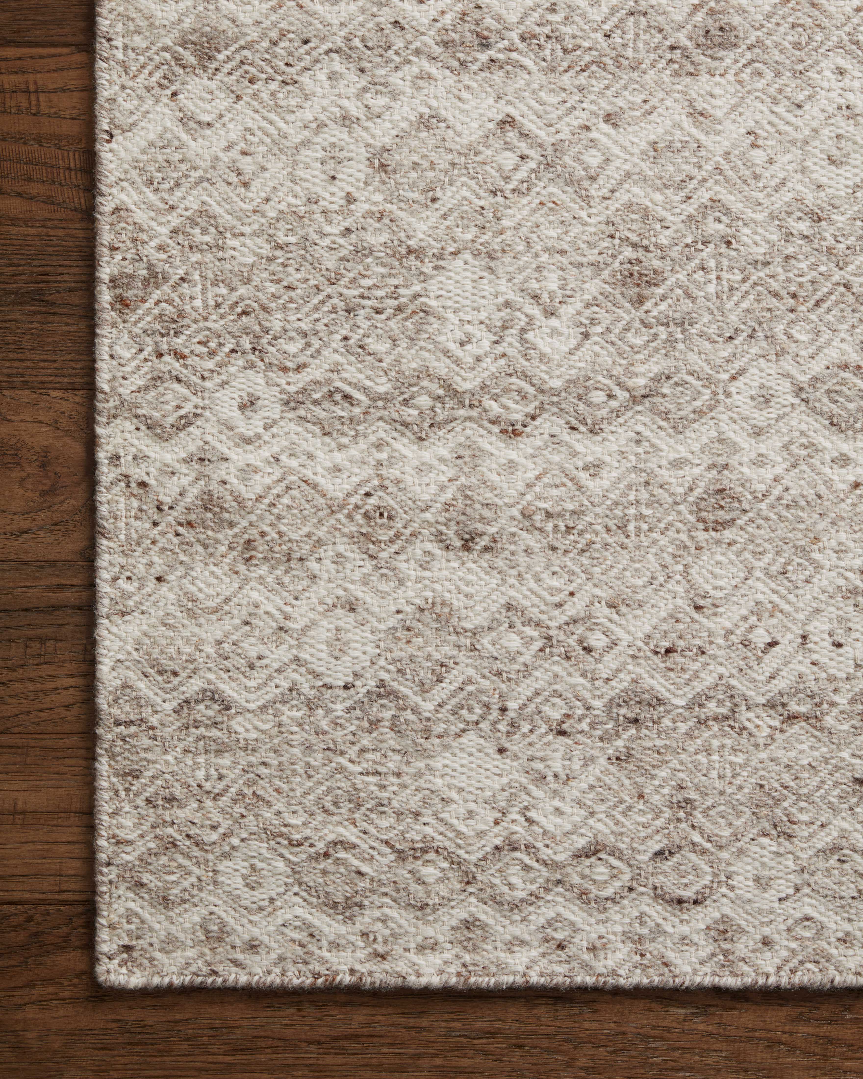 Raven RAV-03 Dove / Ivory Area Rug – Dove and ivory rug with layered geometric pattern, handwoven from wool and cotton. Durable, elegant, and GoodWeave certified.