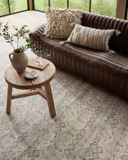 Raven RAV-03 Dove / Ivory Area Rug – Dove and ivory rug with layered geometric pattern, handwoven from wool and cotton. Durable, elegant, and GoodWeave certified.