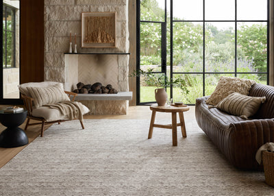 Raven RAV-03 Dove / Ivory Area Rug – Dove and ivory rug with layered geometric pattern, handwoven from wool and cotton. Durable, elegant, and GoodWeave certified.