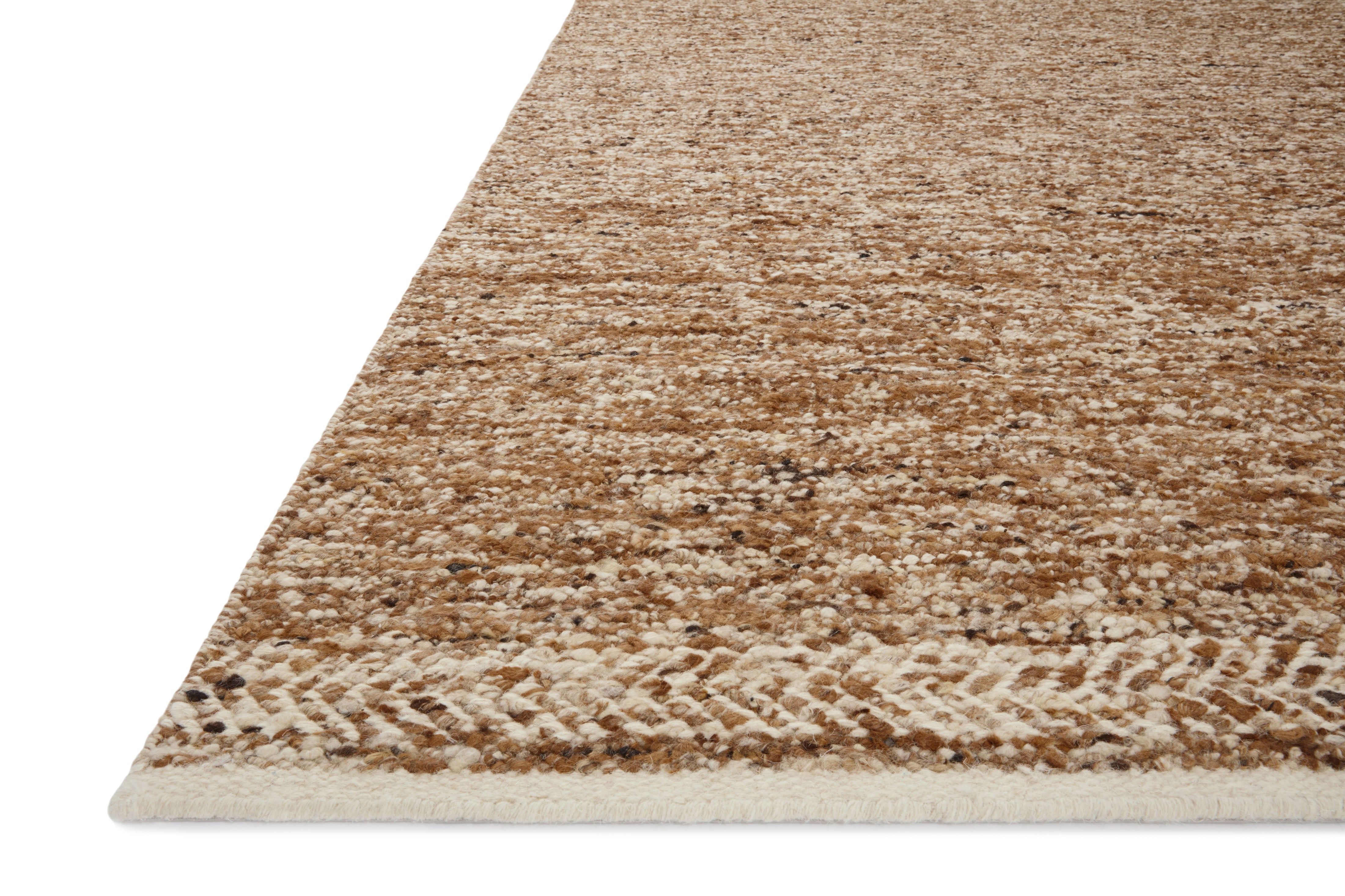 Reyla RLA-01 Caramel / Ivory Area Rug, hand-knotted by artisans in India, featuring a heathered blend of caramel and ivory tones for a fresh, timeless look.