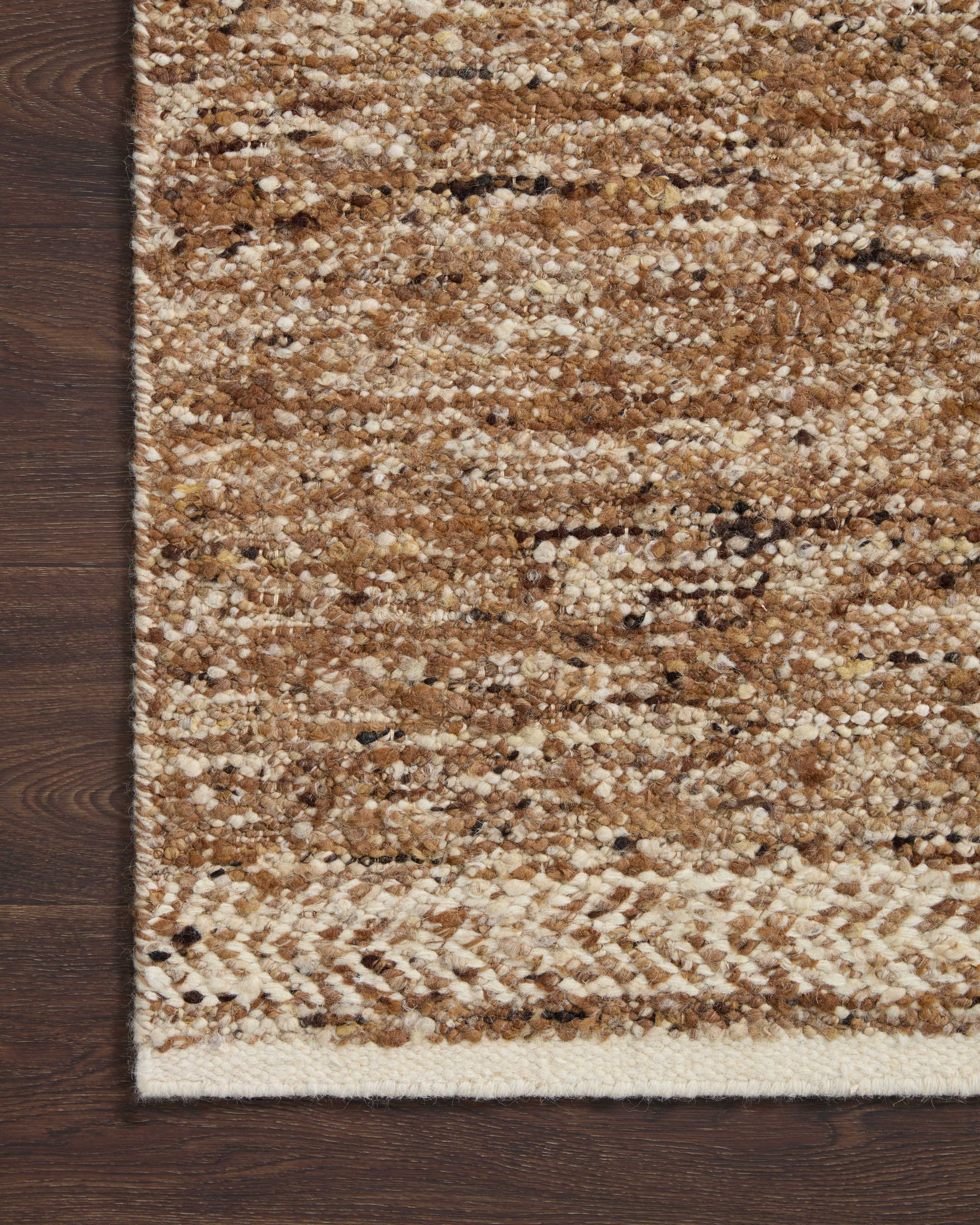 Reyla RLA-01 Caramel / Ivory Area Rug, hand-knotted by artisans in India, featuring a heathered blend of caramel and ivory tones for a fresh, timeless look.