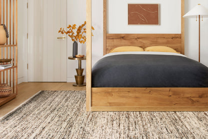 Reyla RLA-01 Granite / Mocha Area Rug, expertly hand-knotted in India, showcasing granite and mocha hues with a sophisticated, heathered effect.