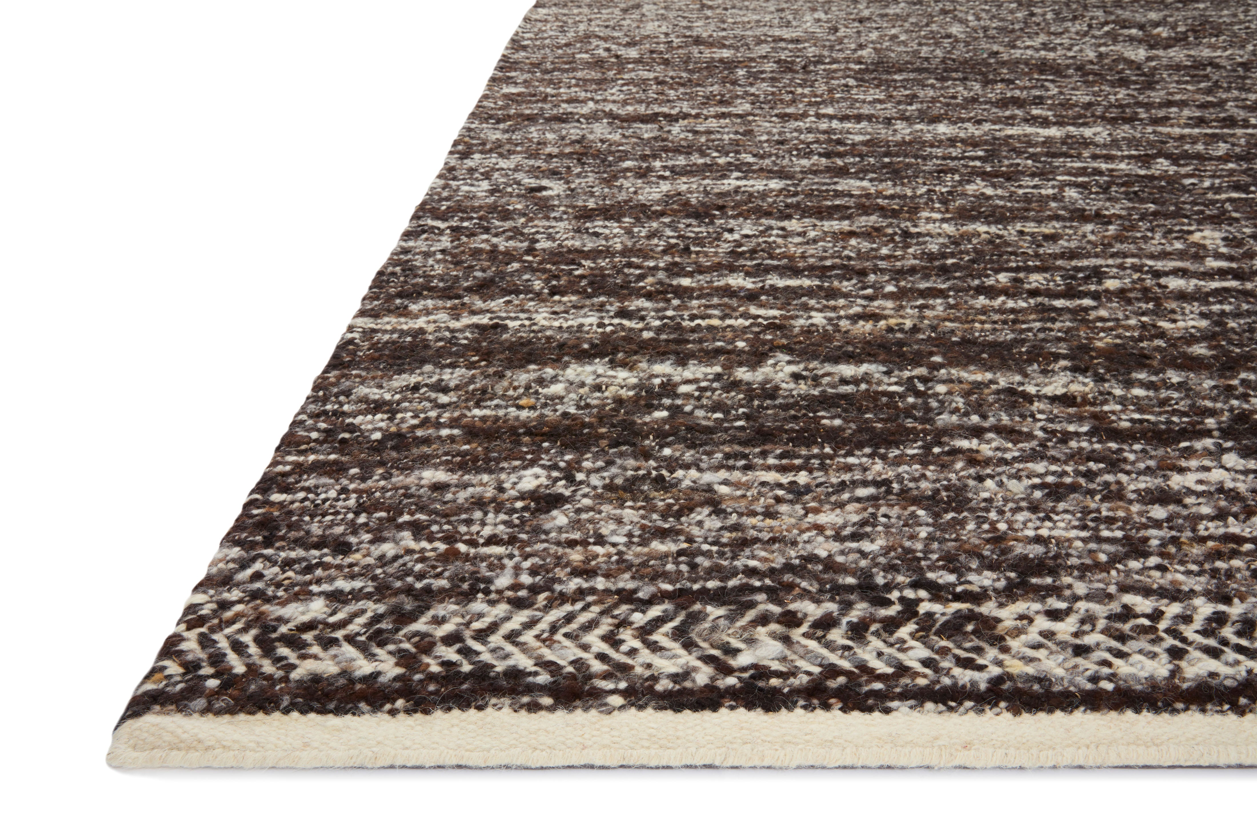 Reyla RLA-01 Mocha / Ivory Area Rug, hand-knotted by Indian artisans, featuring a heathered mix of mocha and ivory tones for a stylish, sustainable appeal.
