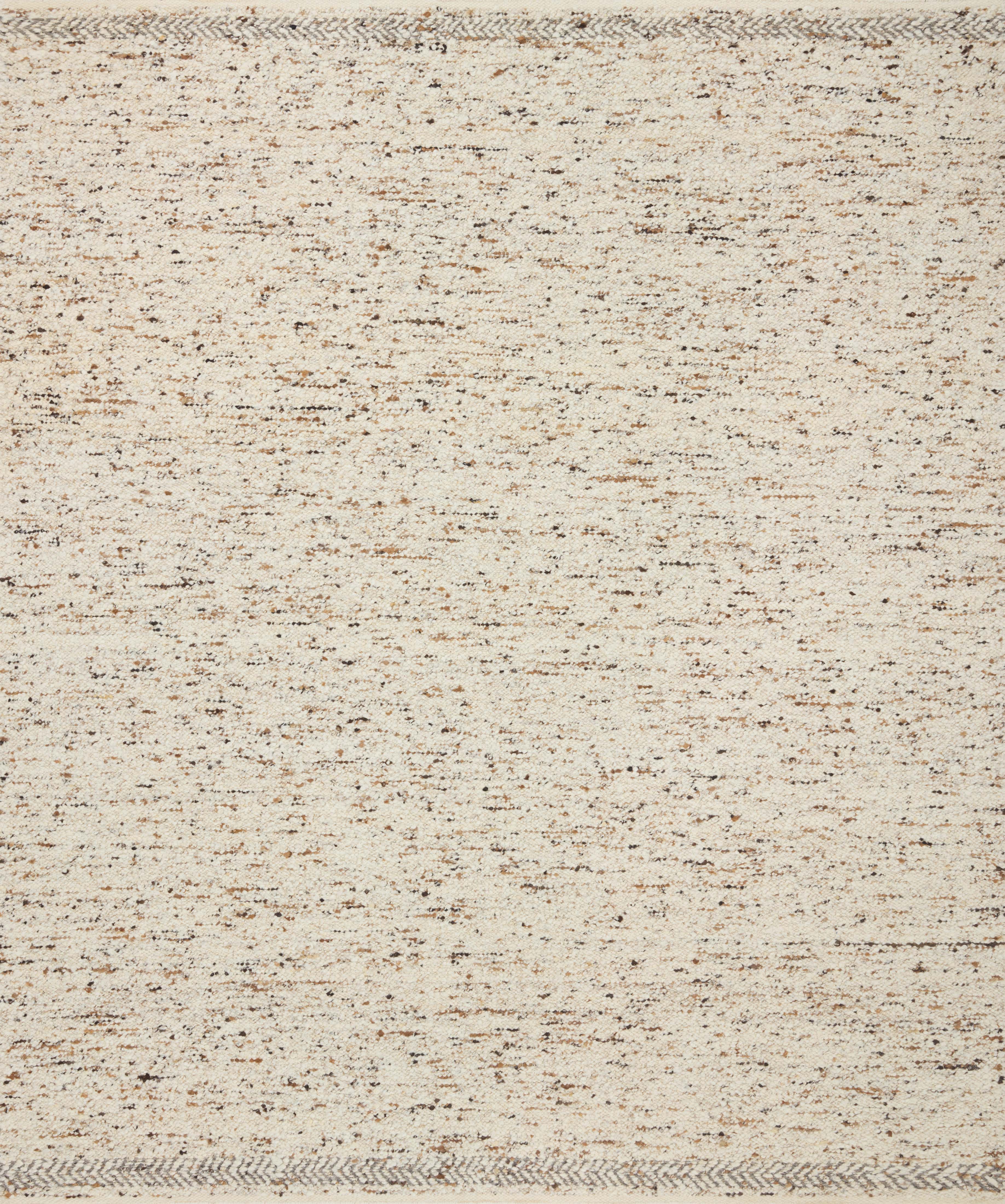 Reyla RLA-01 Pebble / Stone Area Rug, hand-knotted in India, with a neutral palette of pebble and stone and multicolored yarn for a fresh, timeless heathered look.