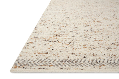 Reyla RLA-01 Pebble / Stone Area Rug, hand-knotted in India, with a neutral palette of pebble and stone and multicolored yarn for a fresh, timeless heathered look.