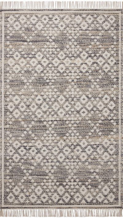 Rivers RIV-01 Area Rug featuring a reversible flatweave design with symmetrical motifs in denim and ivory tones, creating a watercolor effect for modern, neutral spaces.