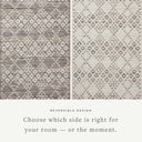 Rivers RIV-01 Area Rug featuring a reversible flatweave design with symmetrical motifs in denim and ivory tones, creating a watercolor effect for modern, neutral spaces.