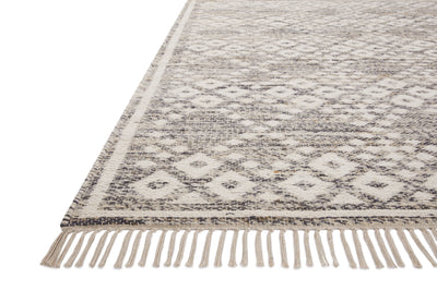 Rivers RIV-01 Area Rug featuring a reversible flatweave design with symmetrical motifs in denim and ivory tones, creating a watercolor effect for modern, neutral spaces.
