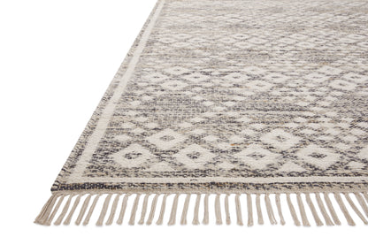 Rivers RIV-01 Area Rug featuring a reversible flatweave design with symmetrical motifs in denim and ivory tones, creating a watercolor effect for modern, neutral spaces.
