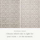 Rivers RIV-02 Area Rug with a reversible flatweave construction, symmetrical motifs, and lagoon and ivory hues for a fresh, natural look in contemporary interiors.