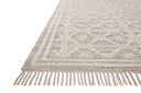 Rivers RIV-02 Area Rug with a reversible flatweave construction, symmetrical motifs, and lagoon and ivory hues for a fresh, natural look in contemporary interiors.