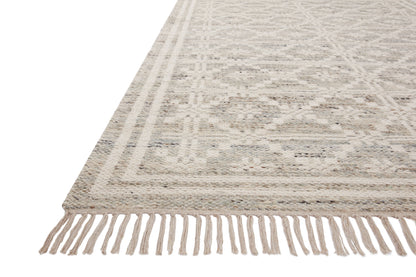 Rivers RIV-02 Area Rug with a reversible flatweave construction, symmetrical motifs, and lagoon and ivory hues for a fresh, natural look in contemporary interiors.