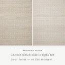 Rivers RIV-03 Area Rug, a contemporary flatweave rug with reversible design, symmetrical motifs, and sand and ivory colors for a soft watercolor effect in neutral palettes.