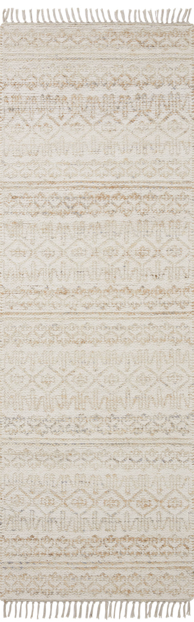 Rivers RIV-03 Area Rug, a contemporary flatweave rug with reversible design, symmetrical motifs, and sand and ivory colors for a soft watercolor effect in neutral palettes.