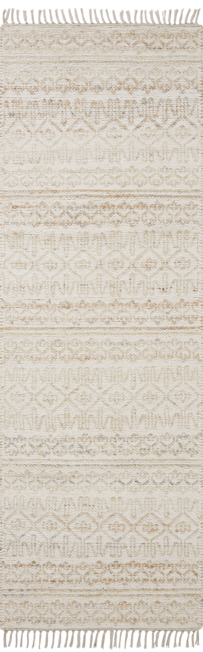 Rivers RIV-03 Area Rug, a contemporary flatweave rug with reversible design, symmetrical motifs, and sand and ivory colors for a soft watercolor effect in neutral palettes.