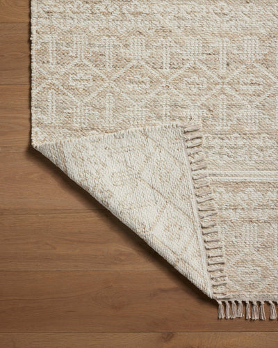 Rivers RIV-03 Area Rug, a contemporary flatweave rug with reversible design, symmetrical motifs, and sand and ivory colors for a soft watercolor effect in neutral palettes.