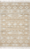 Rivers RIV-04 Area Rug by Angela Rose x Loloi, featuring a modern flatweave, reversible design, symmetrical motifs, and natural and ivory tones for a serene, neutral palette.