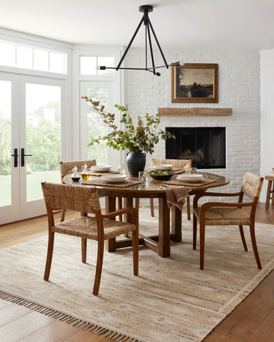 Rivers RIV-04 Area Rug by Angela Rose x Loloi, featuring a modern flatweave, reversible design, symmetrical motifs, and natural and ivory tones for a serene, neutral palette.