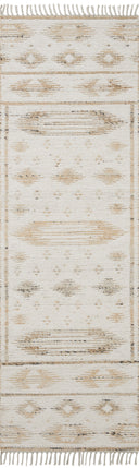 Rivers RIV-04 Area Rug by Angela Rose x Loloi, featuring a modern flatweave, reversible design, symmetrical motifs, and natural and ivory tones for a serene, neutral palette.