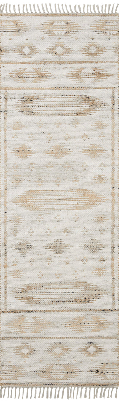 Rivers RIV-04 Area Rug by Angela Rose x Loloi, featuring a modern flatweave, reversible design, symmetrical motifs, and natural and ivory tones for a serene, neutral palette.