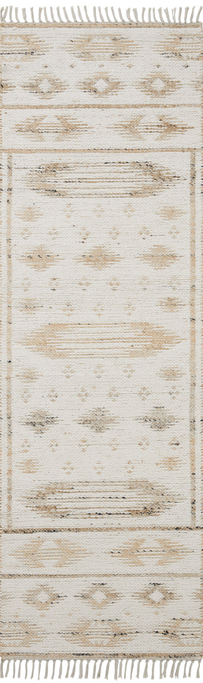 Rivers RIV-04 Area Rug by Angela Rose x Loloi, featuring a modern flatweave, reversible design, symmetrical motifs, and natural and ivory tones for a serene, neutral palette.