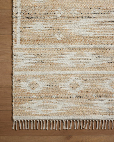 Rivers RIV-04 Area Rug by Angela Rose x Loloi, featuring a modern flatweave, reversible design, symmetrical motifs, and natural and ivory tones for a serene, neutral palette.