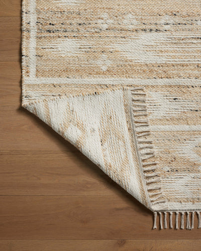 Rivers RIV-04 Area Rug by Angela Rose x Loloi, featuring a modern flatweave, reversible design, symmetrical motifs, and natural and ivory tones for a serene, neutral palette.