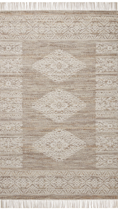 Rivers RIV-05 Area Rug, a modern flatweave rug with reversible design, symmetrical motifs, and a lilac and ivory palette for artful depth in neutral interiors.