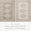 Rivers RIV-05 Area Rug, a modern flatweave rug with reversible design, symmetrical motifs, and a lilac and ivory palette for artful depth in neutral interiors.