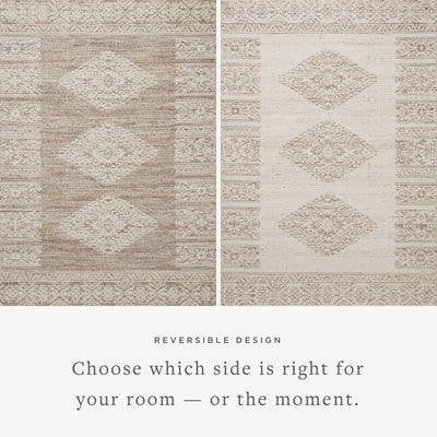 Rivers RIV-05 Area Rug, a modern flatweave rug with reversible design, symmetrical motifs, and a lilac and ivory palette for artful depth in neutral interiors.