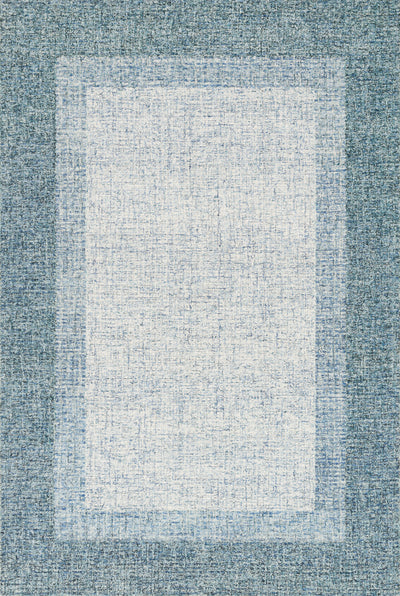 Rosina ROI-01 Aqua Area Rug, hand-tufted wool rug with variegated yarns, artisan-made in India