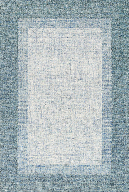 Rosina ROI-01 Aqua Area Rug, hand-tufted wool rug with variegated yarns, artisan-made in India