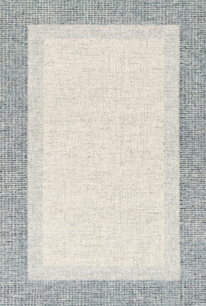 Rosina ROI-01 Grey / Blue Area Rug, hand-tufted from 100% wool with variegated yarns, crafted by Indian artisans