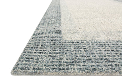 Rosina ROI-01 Grey / Blue Area Rug, hand-tufted from 100% wool with variegated yarns, crafted by Indian artisans