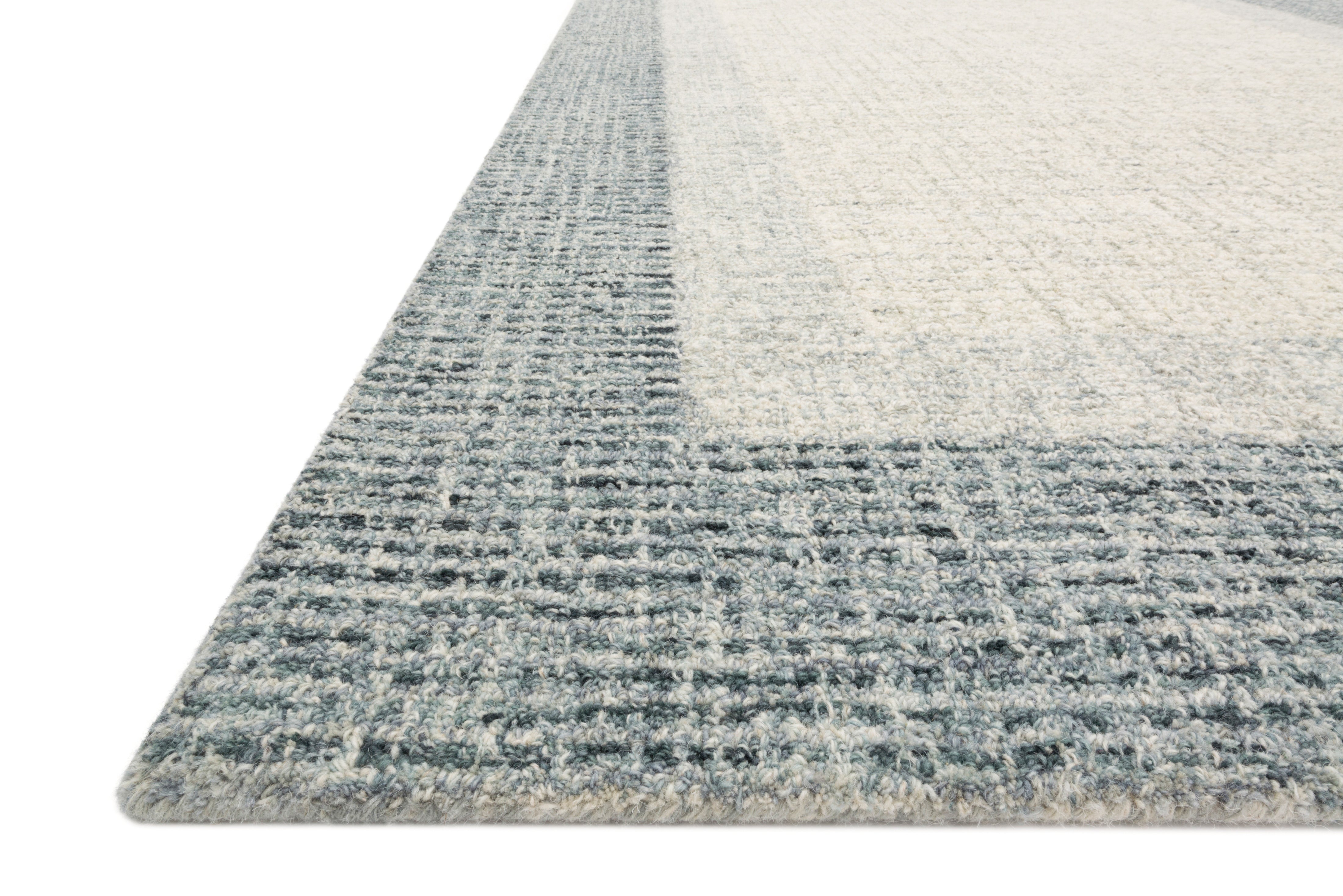 Rosina ROI-01 Grey / Blue Area Rug, hand-tufted from 100% wool with variegated yarns, crafted by Indian artisans