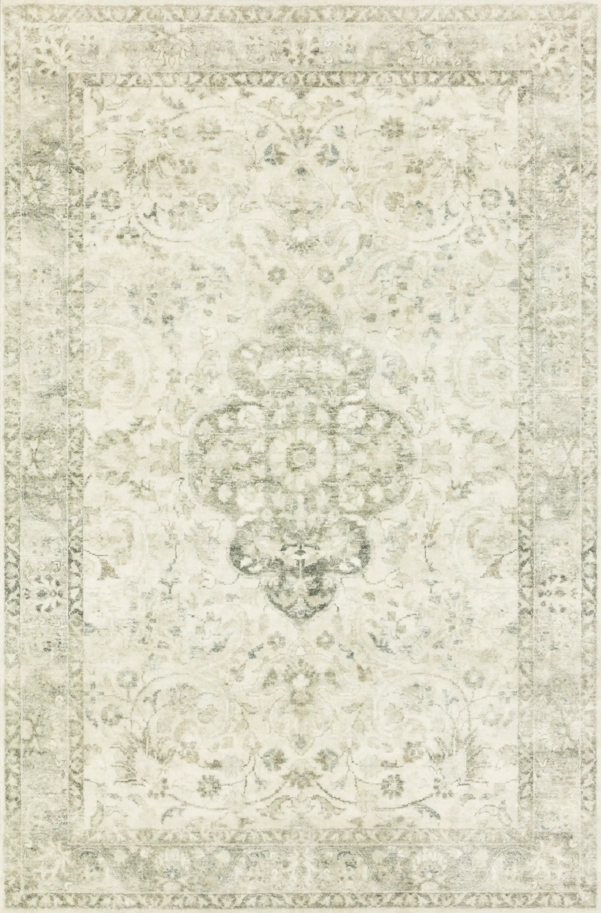Rosette ROS-02 Ivory / Silver Area Rug by Loloi