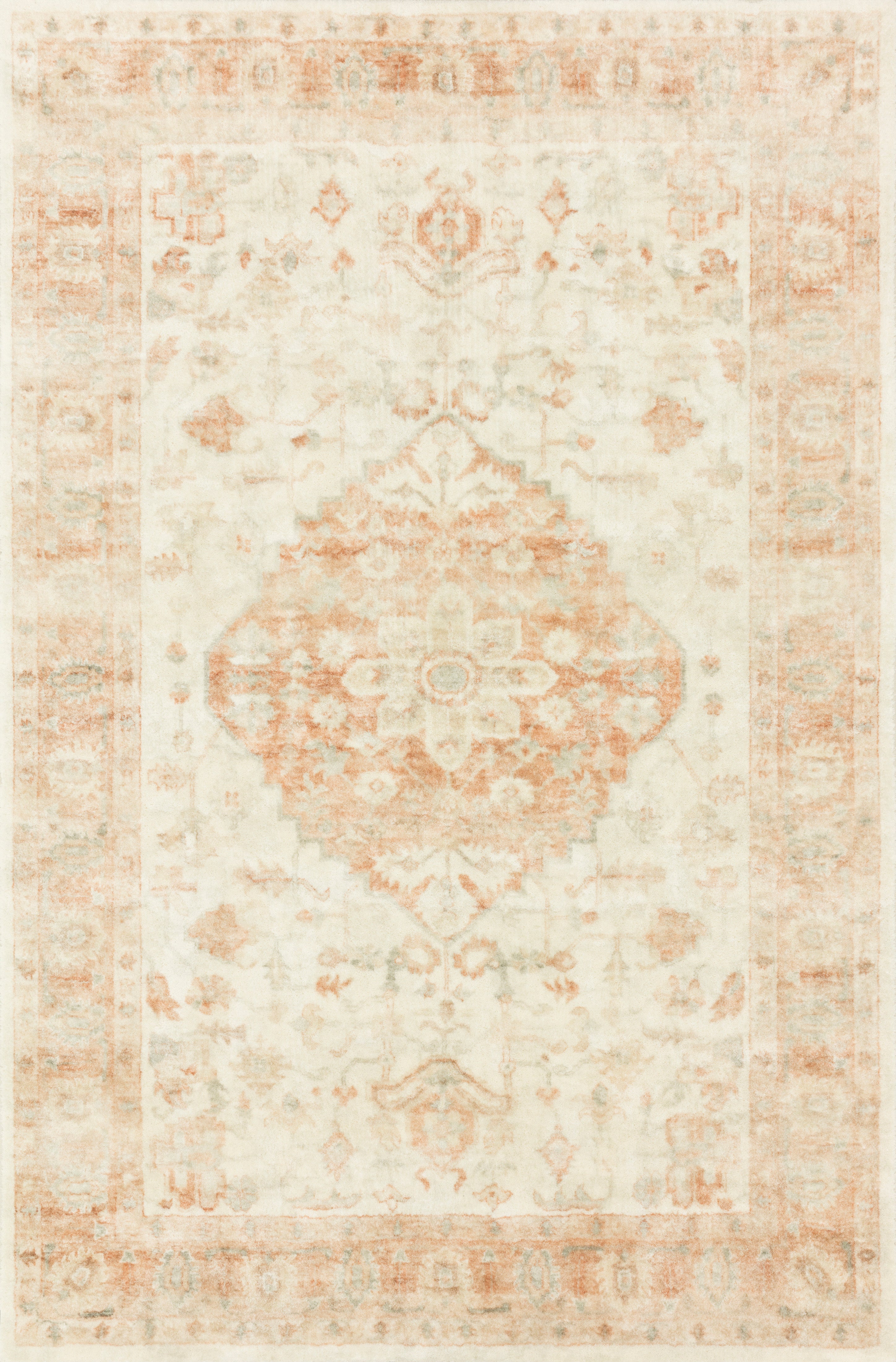 Rosette ROS-03 Ivory/Terracotta Area Rug, ultra-soft with ivory and terracotta tones.