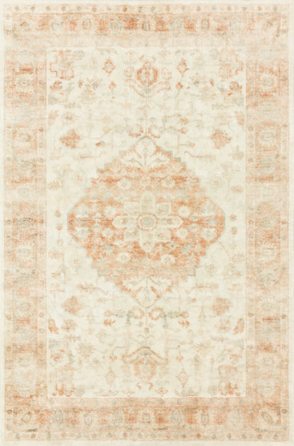 Rosette ROS-03 Ivory/Terracotta Area Rug, ultra-soft with ivory and terracotta tones.